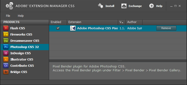 Extension Manager CS5